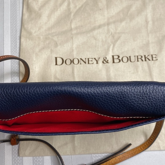 Black Dooney & Bourke Pebble Leather Foldover Purse Crossbody Pockets Dark Navy - Picture 10 of 12